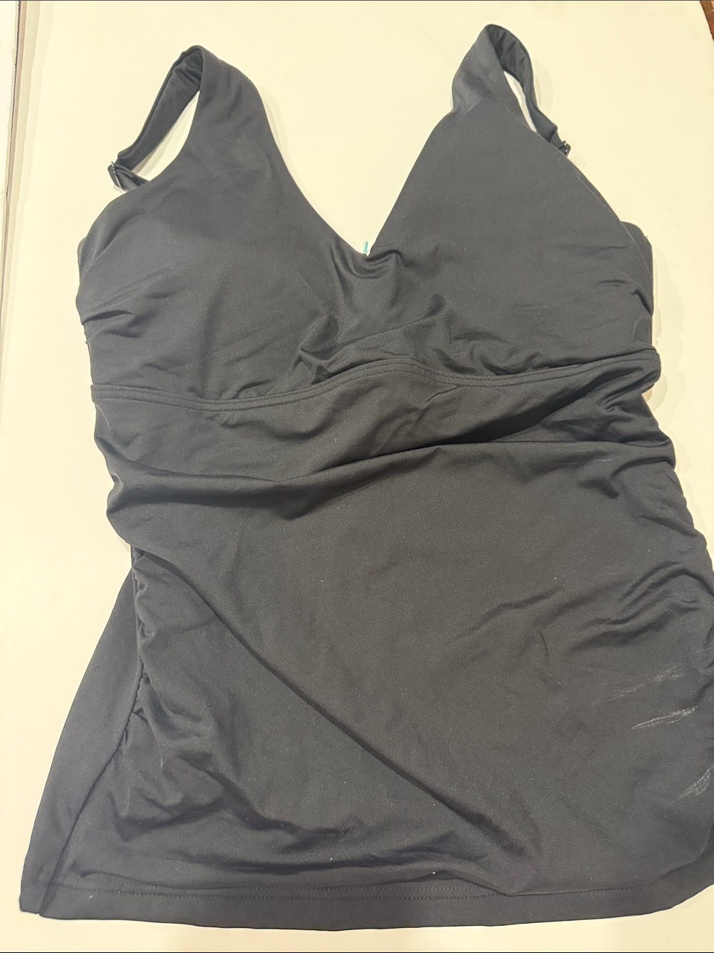 Sea Level Swim Black Swim Tankini Top, size 8, New With Tags